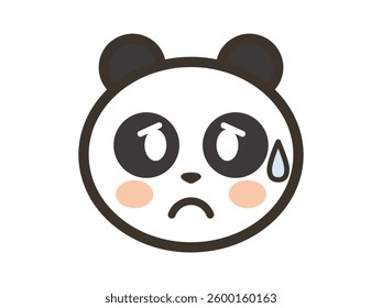 Icon illustration of a cute panda face with a troubled expression