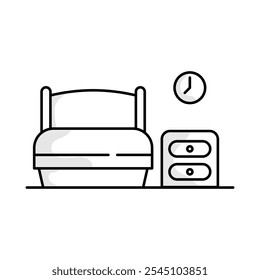 Ilustração em ícone que representa um quarto em estilo de contorno. Adequado para produtos de design arquitetônico ou interior, etc.