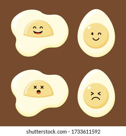 ilustración de icono de reacción de huevo, con emoción diferente. carácter de comida