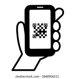 Icon illustration of the electronic payment of the QR code in a smart phone