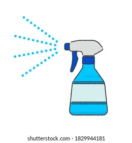 Icon illustration explaining spraying on hands and objects to disinfect.