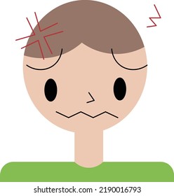 Icono de la cara de un niño que ha estado en problemas, y está irritado