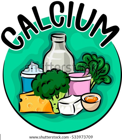 Icon Illustration Featuring Different Types of Food and Drinks Rich in Calcium