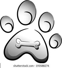 Icon Illustration Featuring the Paw of a Dog Drawn in Black and White