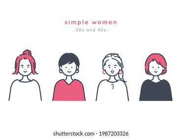 Icon illustration of four women. vector.