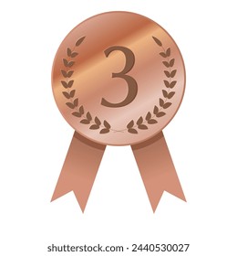 Icon illustration of a glittering bronze medal with ribbon.