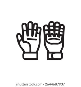 Icon illustration of gloves, symbolizing safety and protection, ideal for workwear and industrial safety themes. Suitable for websites and presentations.