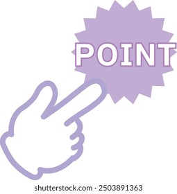 Icon illustration of hand pointing to convey a point