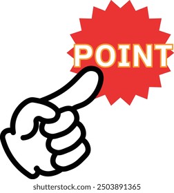 Icon illustration of hand pointing to convey a point