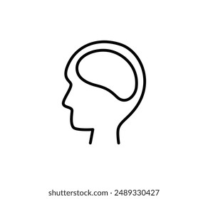 An icon illustration of a head thinking with an empty brain