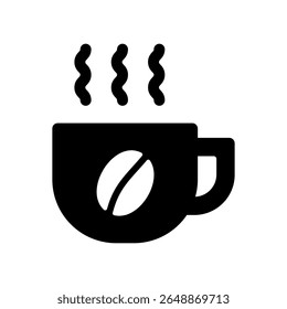 Icon illustration of hot coffee image. An illustration of coffee beans is drawn on a cup.
