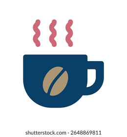Icon illustration of hot coffee image. An illustration of coffee beans is drawn on a cup.