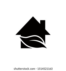 Icon Illustration of a house sign with a leaf in it
