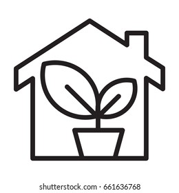 Icon illustration for indoor plant, visualized in outline design style.