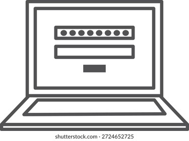 Icon illustration of a laptop computer displaying a password entry screen