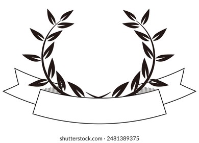 Icon illustration of laurel wreath and ribbon