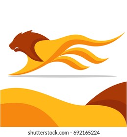 Icon illustration lion ran with simple style, in flat style design.