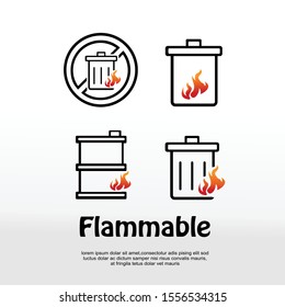 icon illustration logo Set of flammable Trash, no burning garbage, Recycle bin, Garbage, Green energy, Global warming, Ecosystem, Cartridge, Reuse, Deleted , recycle