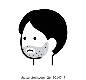 Icon illustration of a man suffering from blue beard Vector