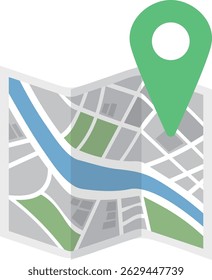 Icon illustration of map and pin