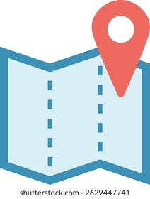 Icon illustration of map and pin