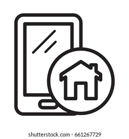 Icon illustration for mobile app services, especially for real estate business, visualized with outline design style.