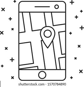 Icon illustration mobile map apps destination