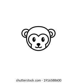 Icon Illustration of Monkey Zodiac Outline - Chinese Zodiac Vector Illustration