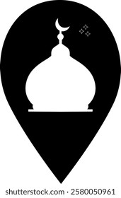 Icon illustration of a mosque vekor in black and white and solid color 