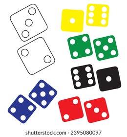 Ilustración de iconos - Varios juegos de dados coloridos