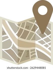 Icon illustration of old map and pin
