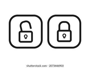 Icon Illustration of an open padlock and a closed padlock unlock and lock mode