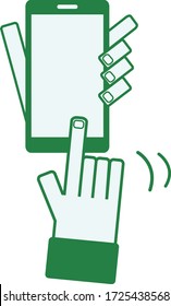 Icon illustration of operating a smartphone