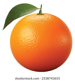 Icon illustration of orange fruit typically showcases a vibrant, round shape textured, dimpled skin that reflects its freshness. The color is a bright sunny orange often with subtle variations Leaves 