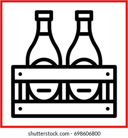 Icon illustration for pack of beer bottles, in flat line / outline stroke icon style.