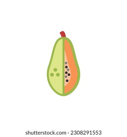 Icon Illustration of Papaya in Retro Neon Style - Fruits Icon Vector Design.