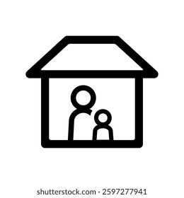 Icon illustration of a parent and child at home