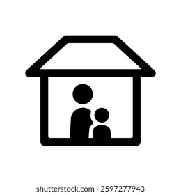 Icon illustration of a parent and child at home