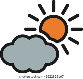 Icon illustration of partly cloudy sign