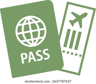 Icon illustration of passport and boarding pass