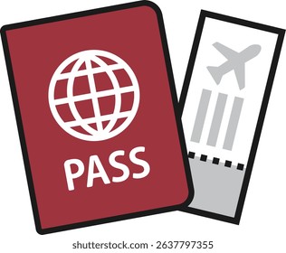Icon illustration of passport and boarding pass