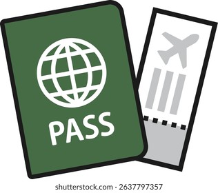Icon illustration of passport and boarding pass