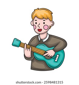 Icon illustration people playing guitar. Vector design