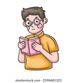 Icon illustration people reading book. Vector design