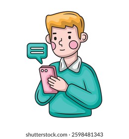 Icon illustration people texting. Vector design