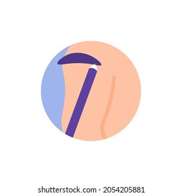 Icon illustration of a person using an eyebrow pencil or eyeliner to emphasize the color of the eyebrows. draw eyebrows. flat cartoon style. vector design