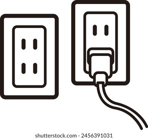 Icon illustration of a plug inserted into an outlet