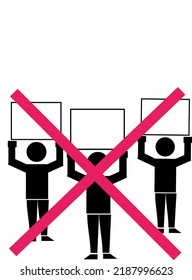 icon illustration prohibition to demonstrate and protest in groups