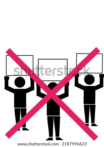 icon illustration prohibition to demonstrate and protest in groups
