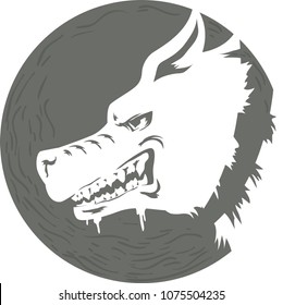 Icon Illustration of a Rabid Dog Showing His Teeth and Salivating